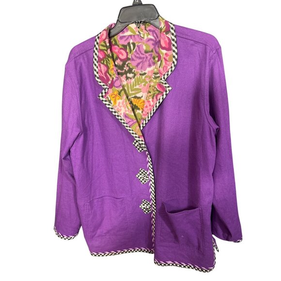 Koos Of Course Reversible Purple & Floral Button-Up Jacket L - Picture 4 of 6